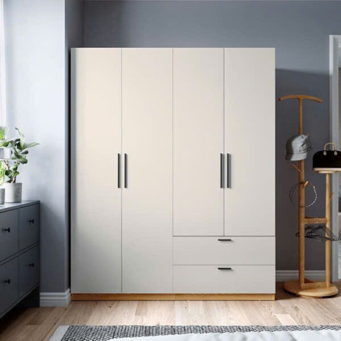 Tủ áo 4 cánh to 2 ngăn kéo trắng vân gỗ P-home PHA-11880TG