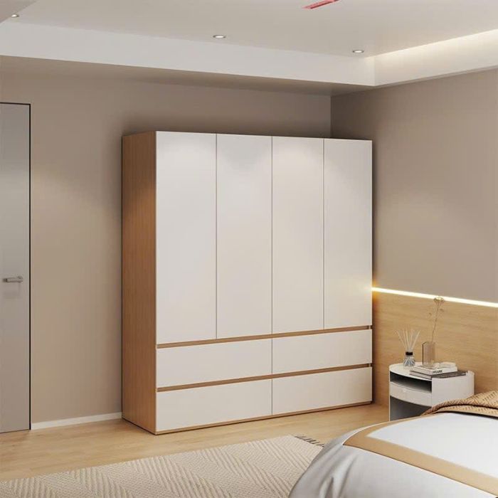 Tủ quần áo 4 cánh to 4 ngăn kéo trắng vân gỗ P-home PHA-1188TG