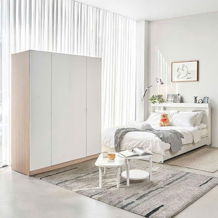 Tủ quần áo 4 cánh to trắng vân gỗ MDF cao cấp PHA-1188STG