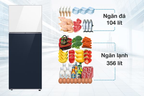 Ngăn lạnh, ngăn đá của tủ lạnh Samsung Bespoke Inverter RT47CB66868ASV 