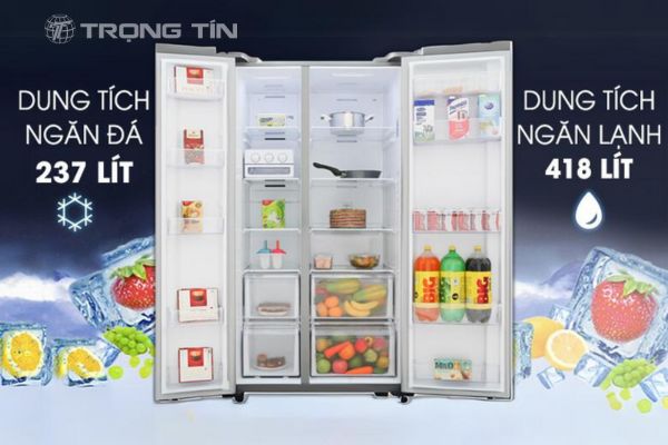 Không gian tủ lạnh Samsung RS62R5001B4/SV bên trong rộng rãi