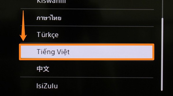 Nhấn chọn phần ngôn ngữ “Tiếng Việt”