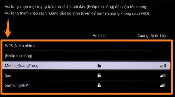 Chọn tên mạng Wifi sử dụng