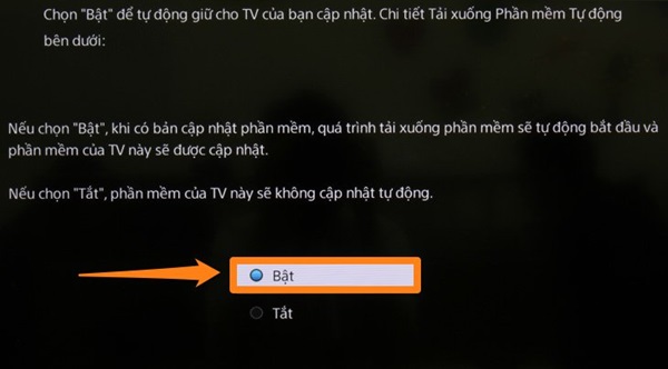 Chọn bật để cập nhật tự động