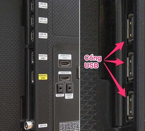  Các cổng kết nối của tivi USB