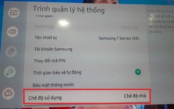 Chọn Cài đặt chuyên môn và chọn Chế độ sử dụng