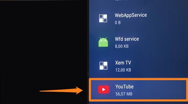 Chọn ứng dụng Youtube
