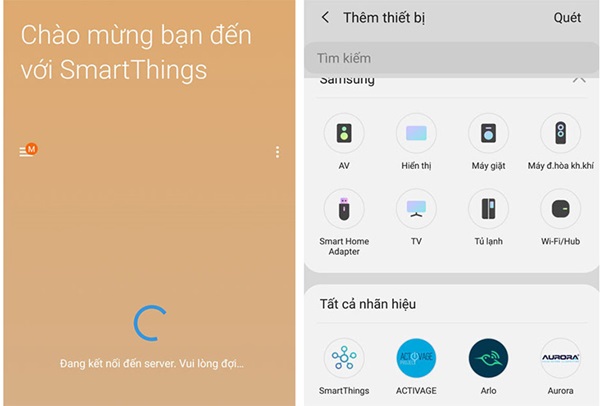 Chọn SmartThings, chọn Bắt đầu và chọn tivi