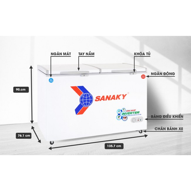 Tủ đông Sanaky VH-5699W4K inverter 365 lít