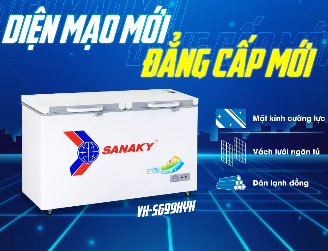 Tủ đông 500 lít Sanaky VH-5699HYK (nắp kính cường lực)