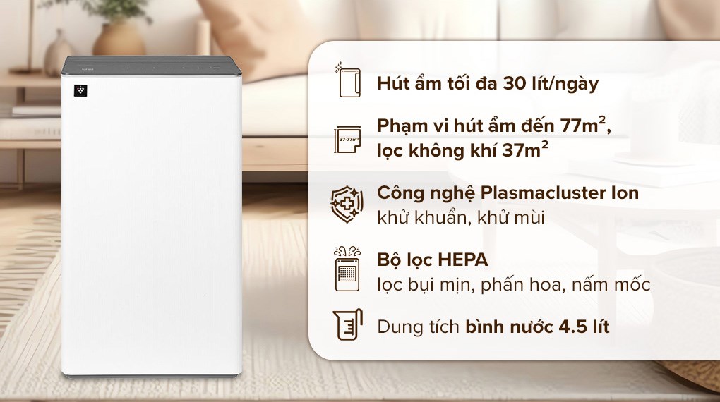 Máy hút ẩm Sharp DW-T30FV-W