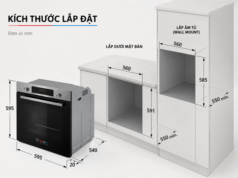Lò hấp kèm nướng Bosch HQA574ES3 Series 4 – 71L