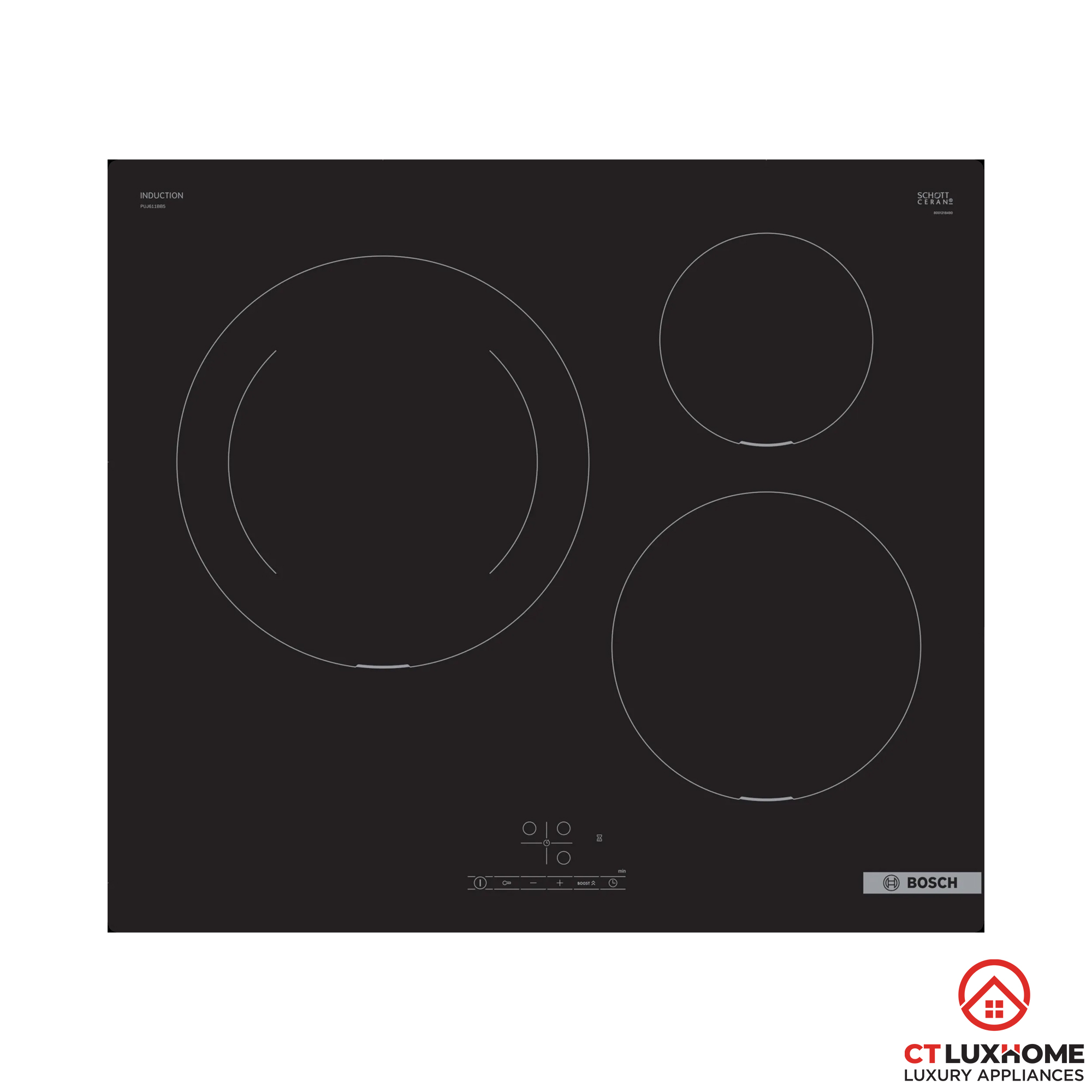 Bếp từ 3 vùng nấu Bosch PUJ611BB5E - Serie 4