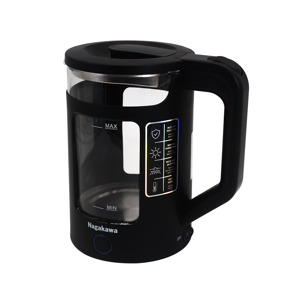 Ấm Siêu Tốc Thuỷ Tinh 1,7L Nagakawa NAG0317