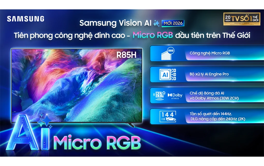 Smart Tivi Micro RGB Samsung AI 4K 55 inch MRA55R85HA Mẫu mới