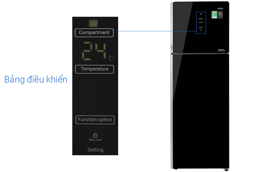 Tủ lạnh Aqua Inverter 344 lít AQR-T389FA(WGB)