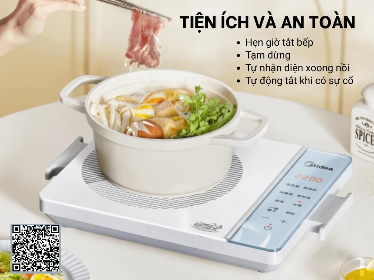 Bếp từ cảm ứng Midea MIC221TLBG BE- Hàng Chính hãng