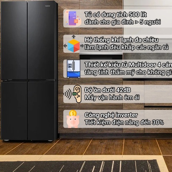 Tủ Lạnh Galanz Inverter 500 Lít BCD-500WTEP màu đen