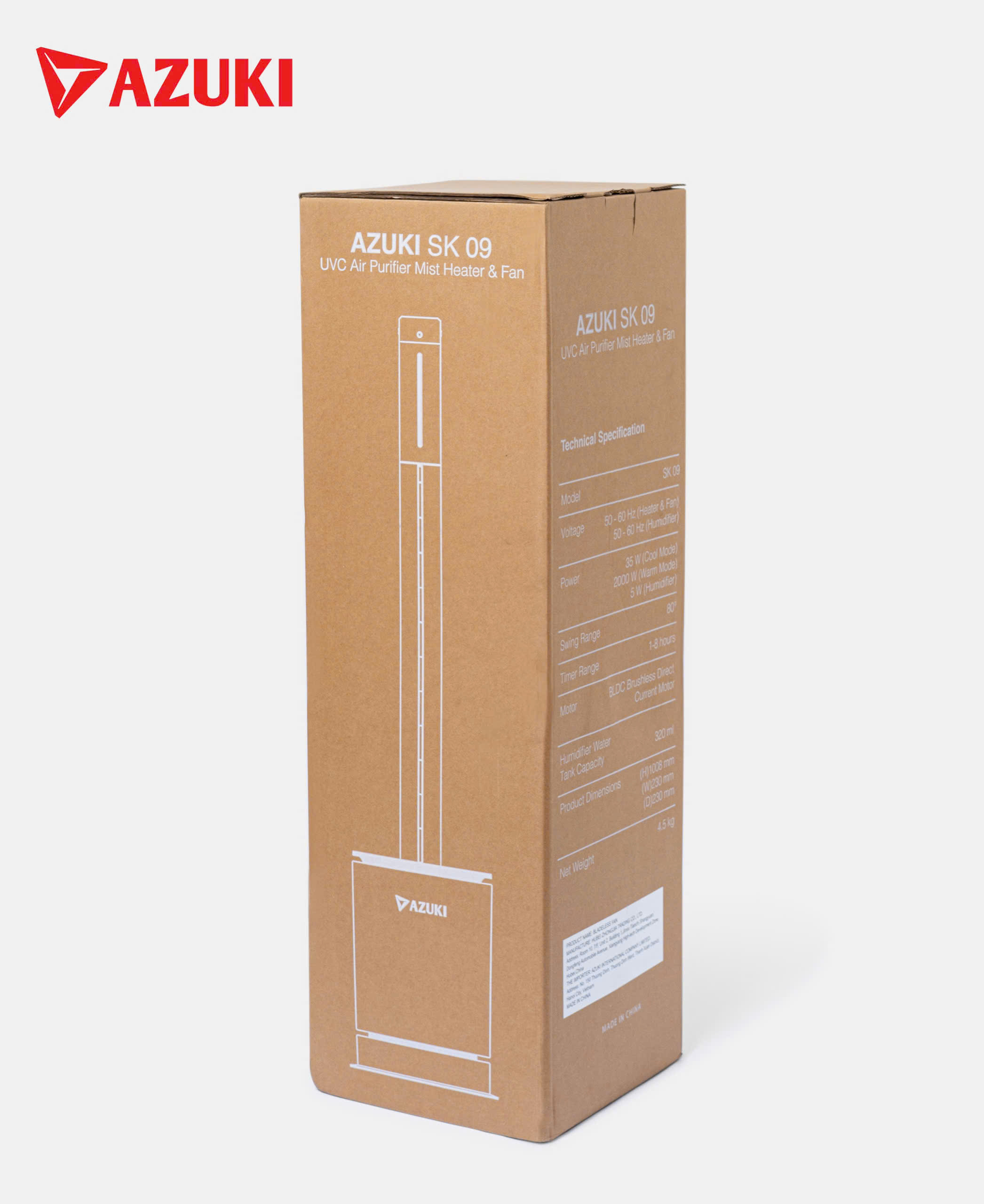 Quạt Tháp Sưởi Ấm Không Cánh 2 Chiều AZUKI SK09 – Giải Pháp 4IN1 Cho Cuộc Sống Hiện Đại