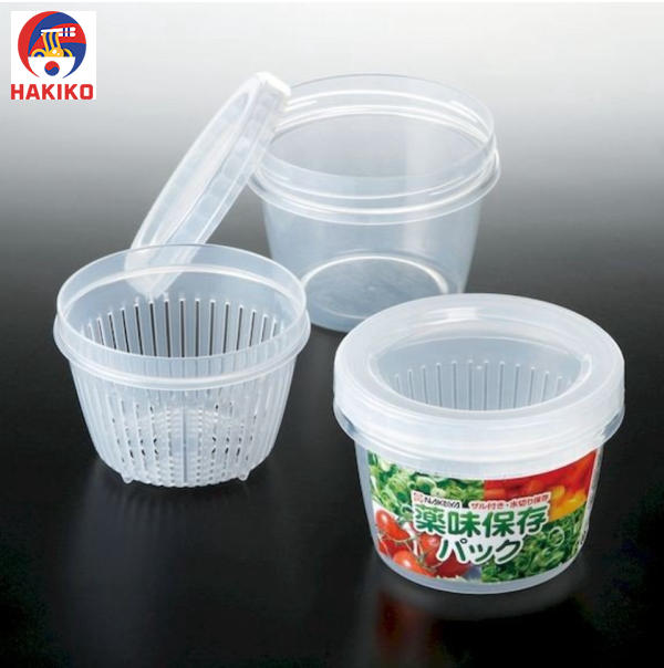 Hộp Nhựa Đựng Thực Phẩm 2 Lớp 500Ml Dáng Tròn Nakaya Nhật Bản