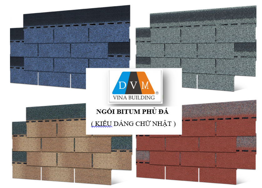 NGÓI BITUM PHỦ ĐÁ CHỮ NHẬT