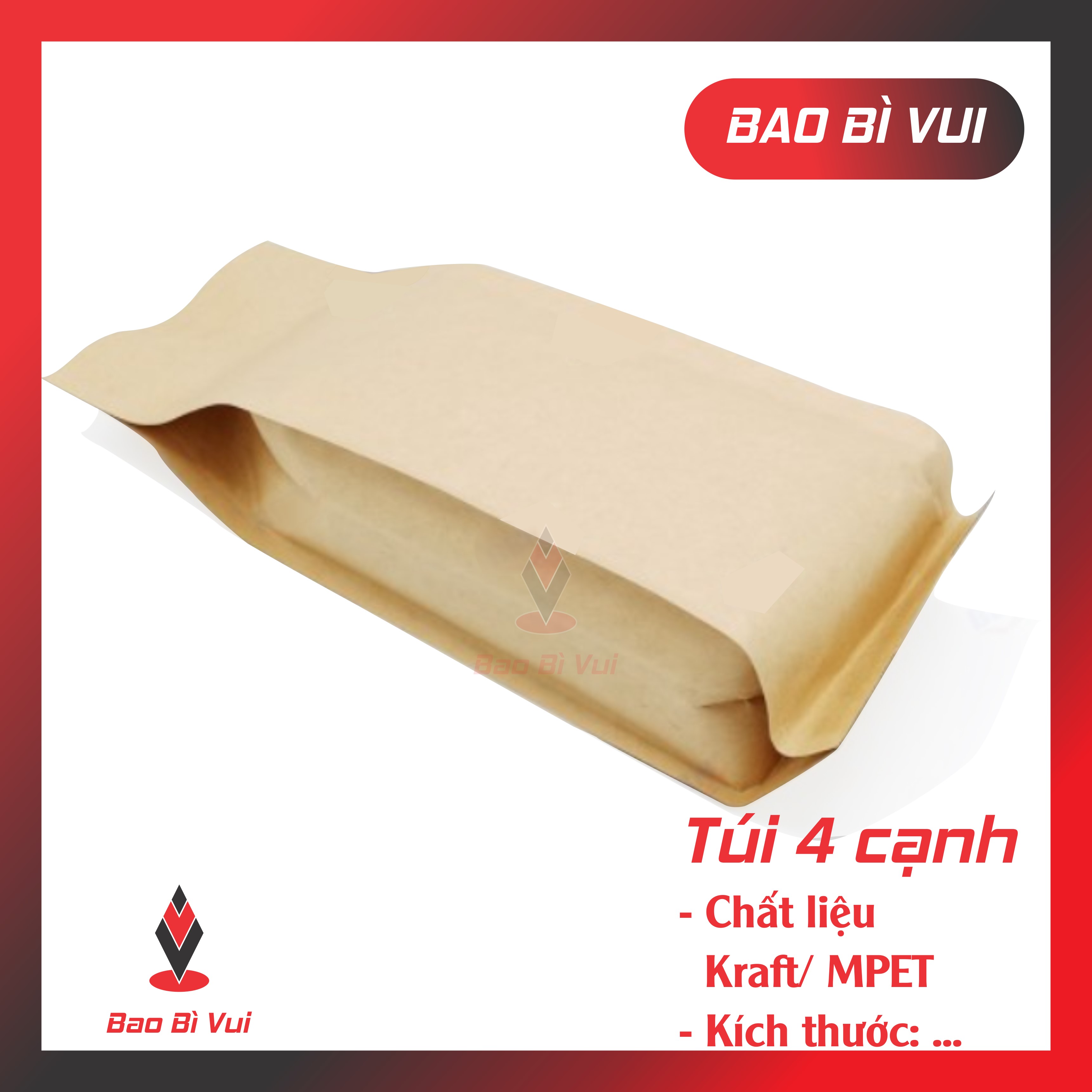 TÚI CÀ PHÊ 4 CẠNH GIẤY KRAFT