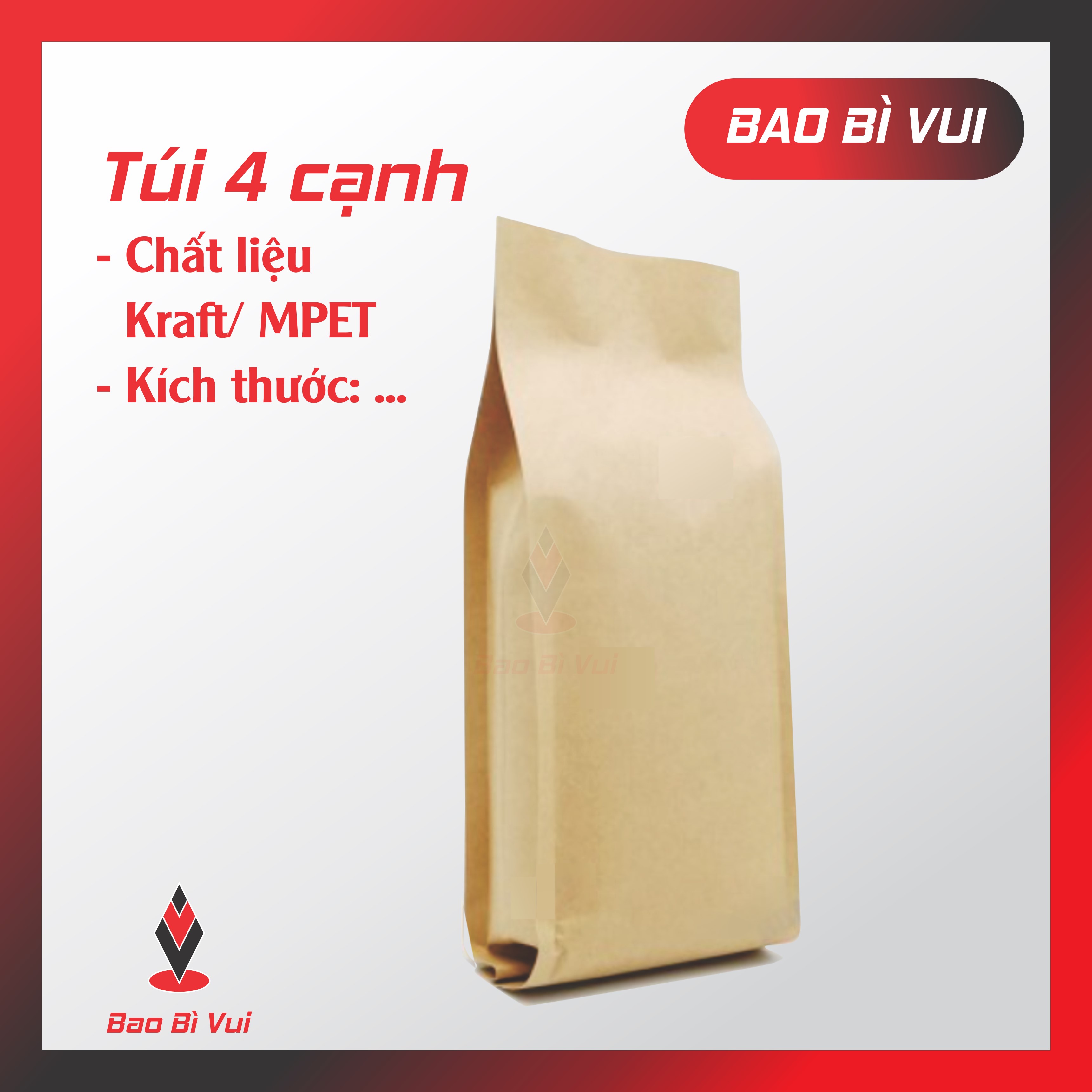 TÚI CÀ PHÊ 4 CẠNH GIẤY KRAFT