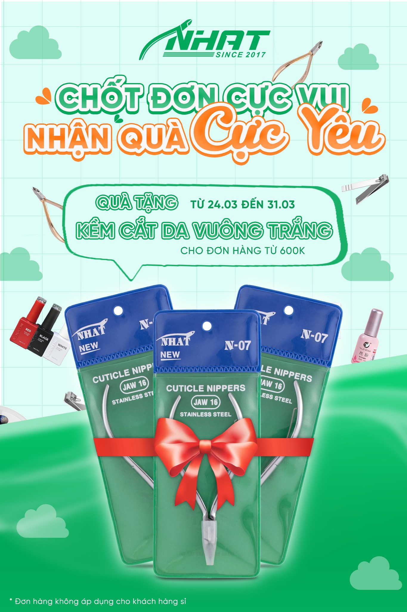 Chương trình ưu đãi bắt đầu từ ngày 24-3 đến hết ngày 31-3 áp dụng tại cửa hàng Kềm Nhật.