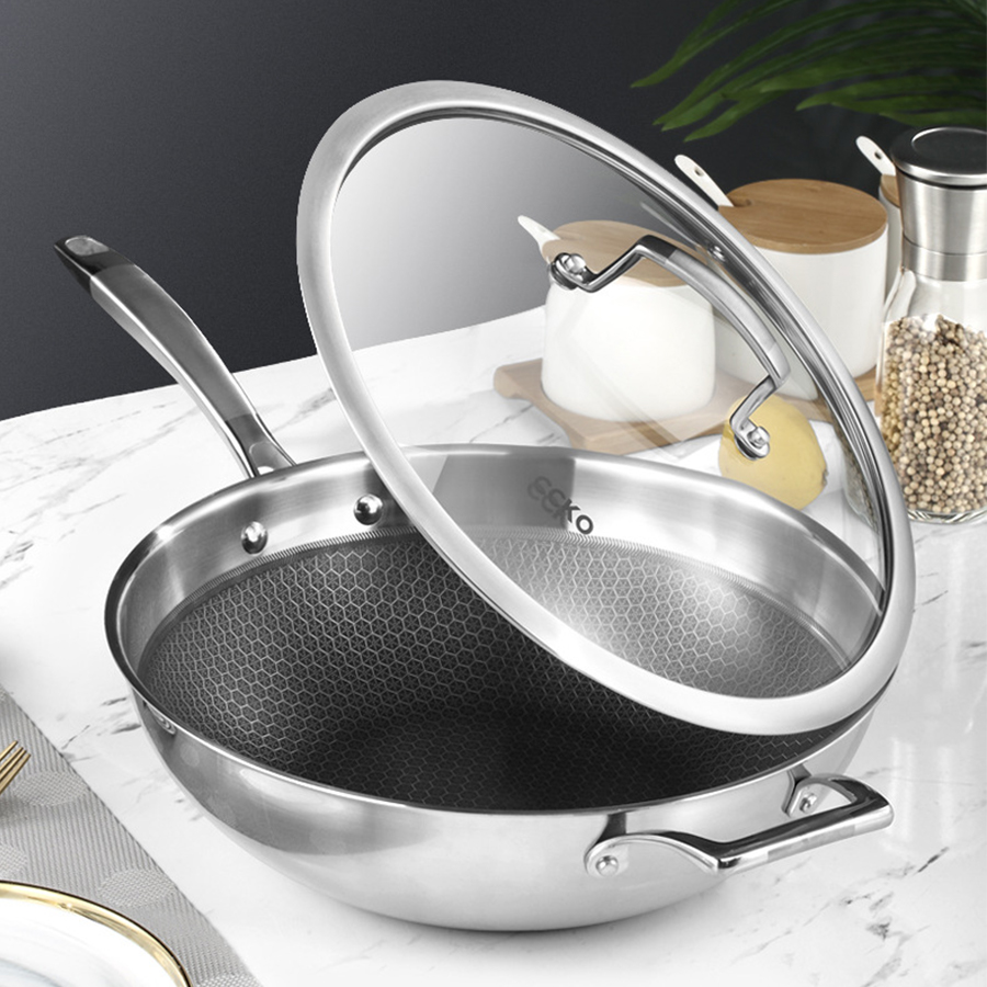 Chảo inox chống dính sâu lòng có nắp đậy CCKO CK9703 cao cấp