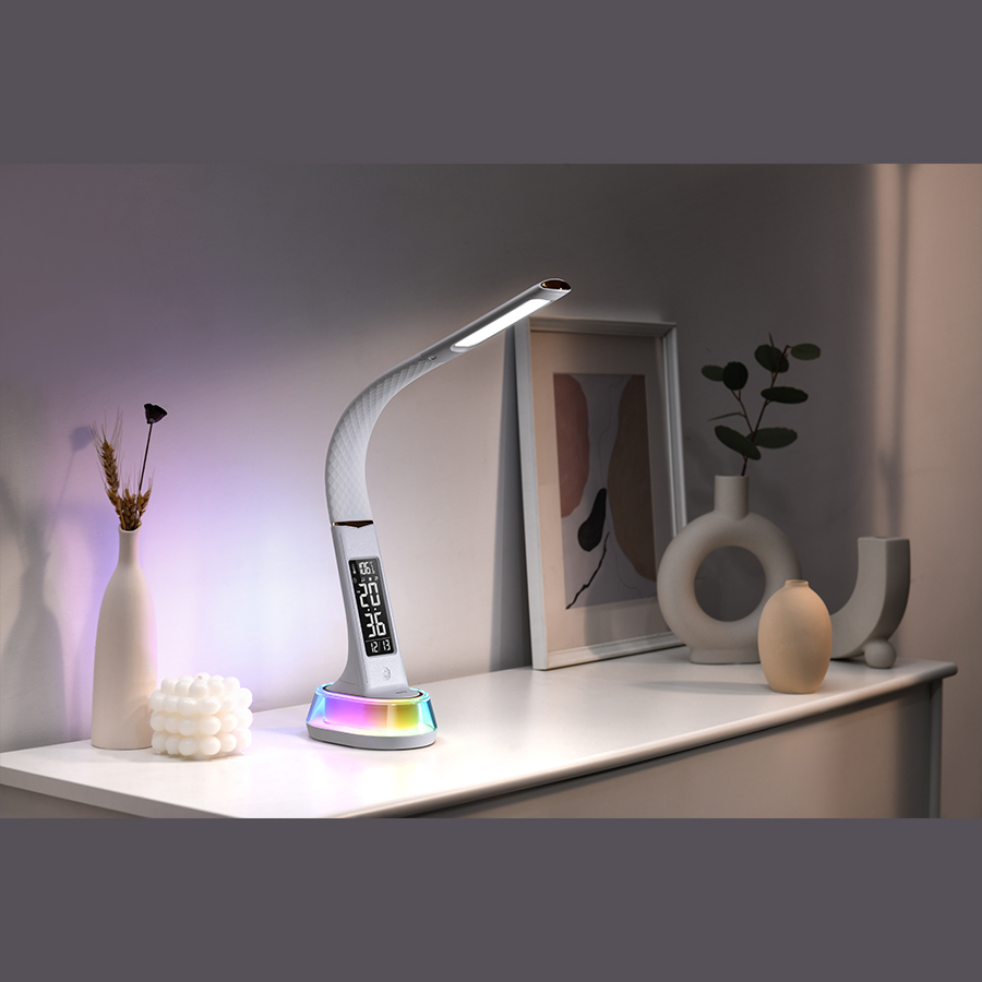 Đèn bàn LED cảm ứng tích hợp màn hình đồng hồ HD và đèn RGB Wilit C13A cao cấp