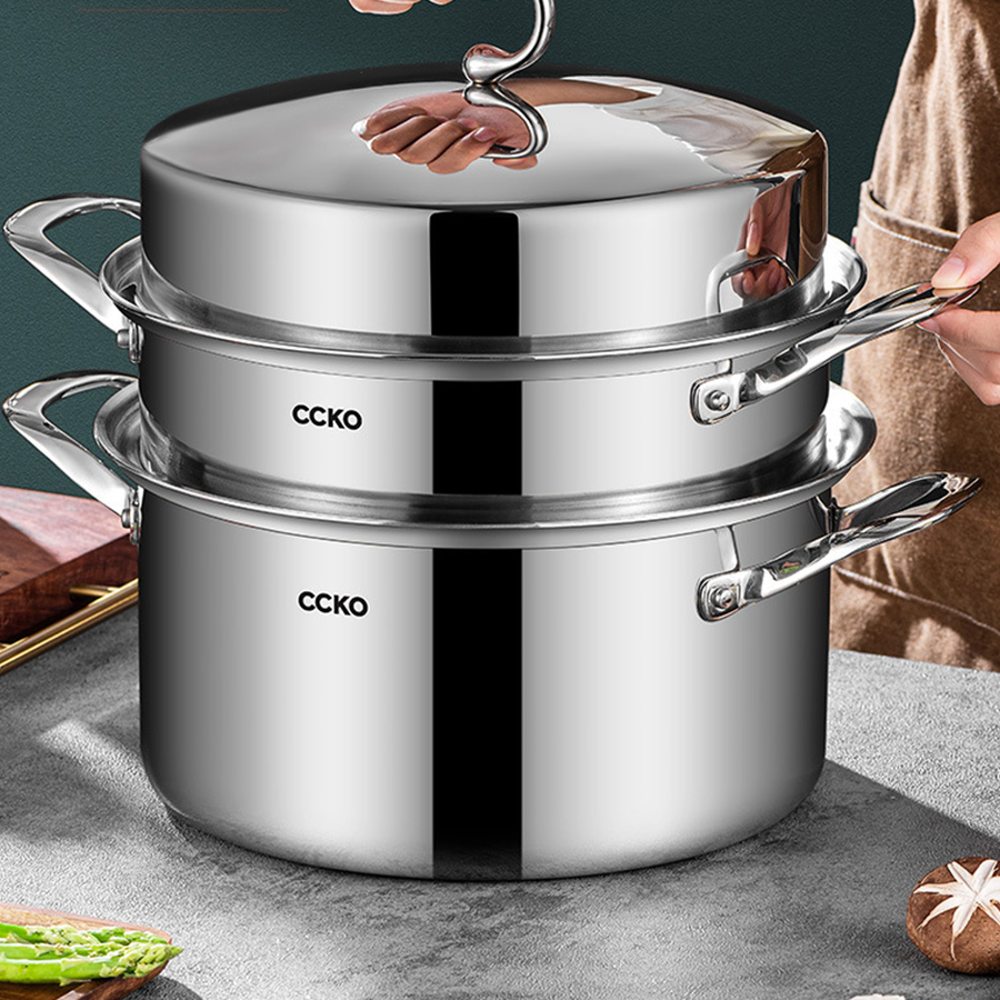 Nồi hấp inox 3 tầng CCKO CK9715 cao cấp