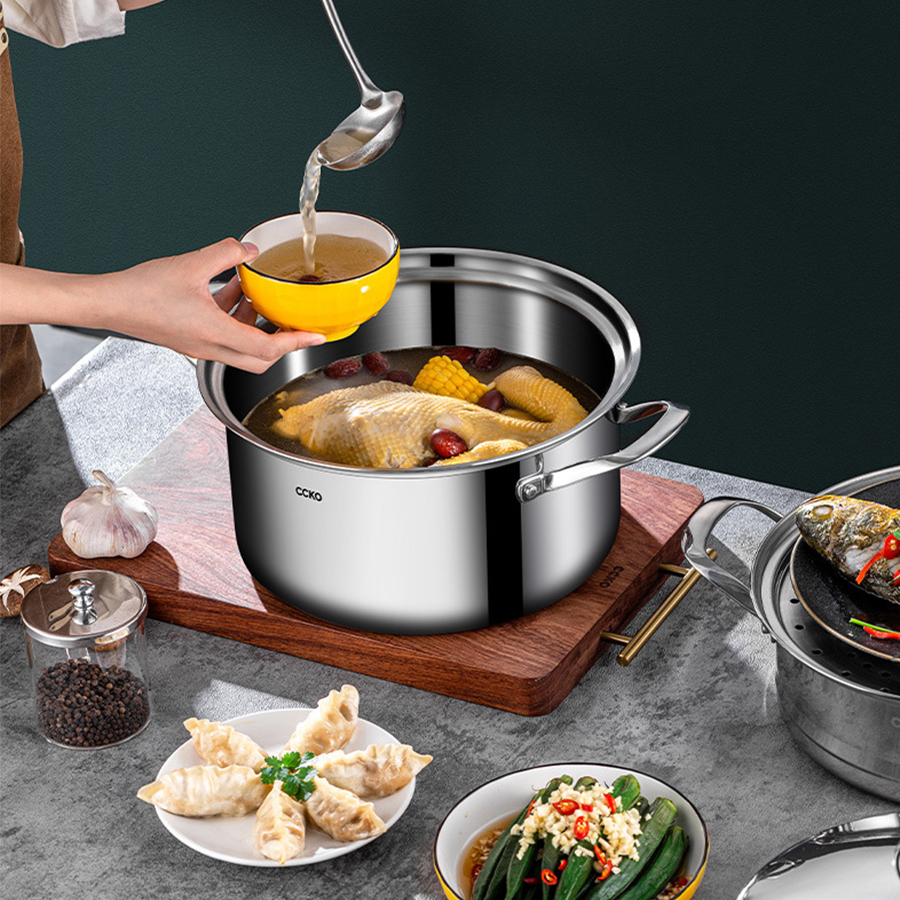 Nồi hấp inox 3 tầng CCKO CK9715 cao cấp
