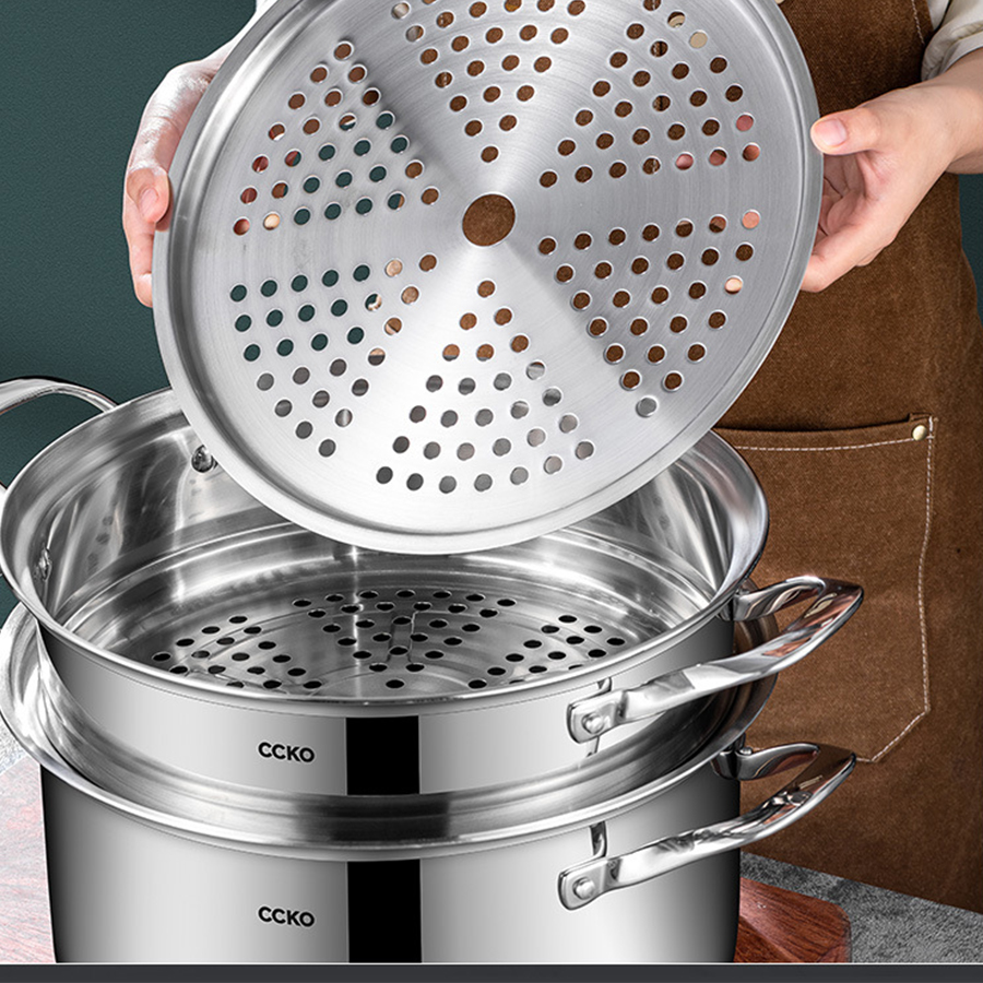Nồi hấp inox 3 tầng CCKO CK9715 cao cấp