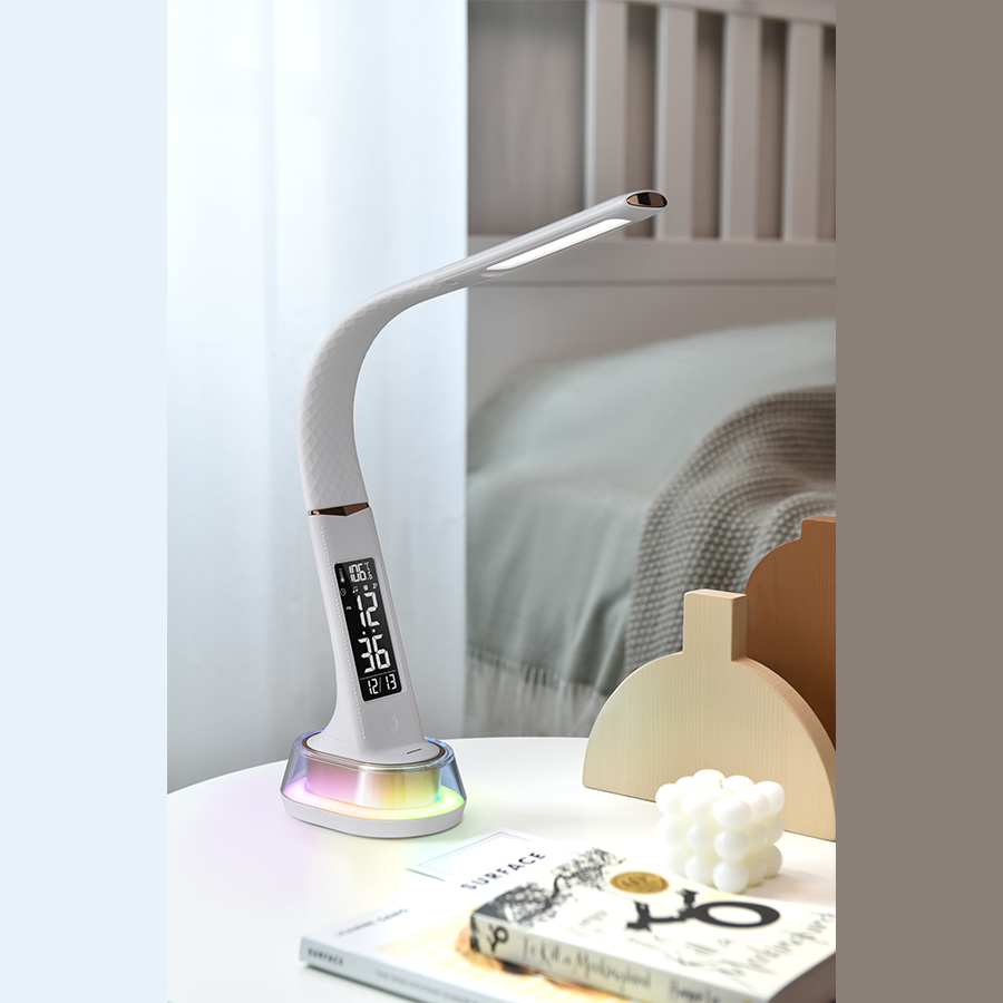 Đèn bàn LED cảm ứng tích hợp màn hình đồng hồ HD và đèn RGB Wilit C13A cao cấp