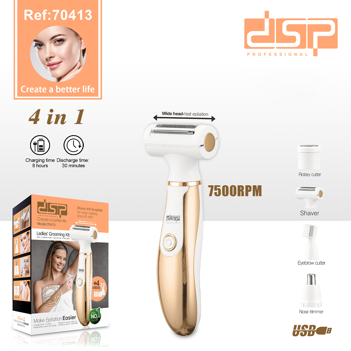 Bộ dụng cụ làm đẹp 4in1 DSP 70413 cao cấp
