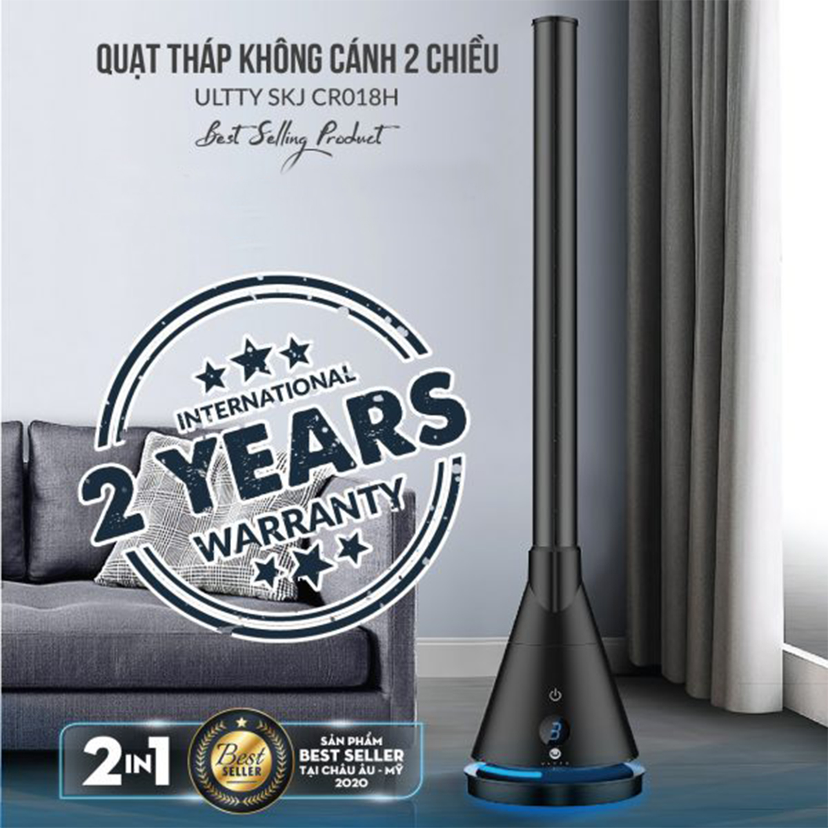 Quạt tháp 2 chiều sưởi ấm và làm mát U ULTTY CR018H cao cấp