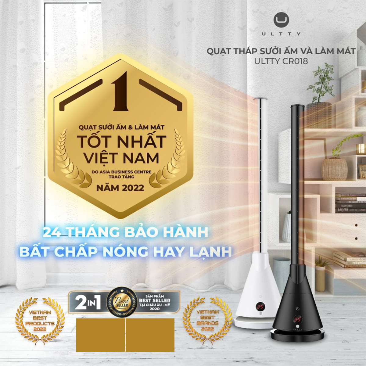 Quạt tháp 2 chiều sưởi ấm và làm mát U ULTTY CR018H cao cấp