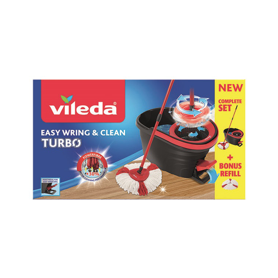 Cây lau nhà Vileda easy wring & clean Turbo (Kèm 3 giẻ lau)