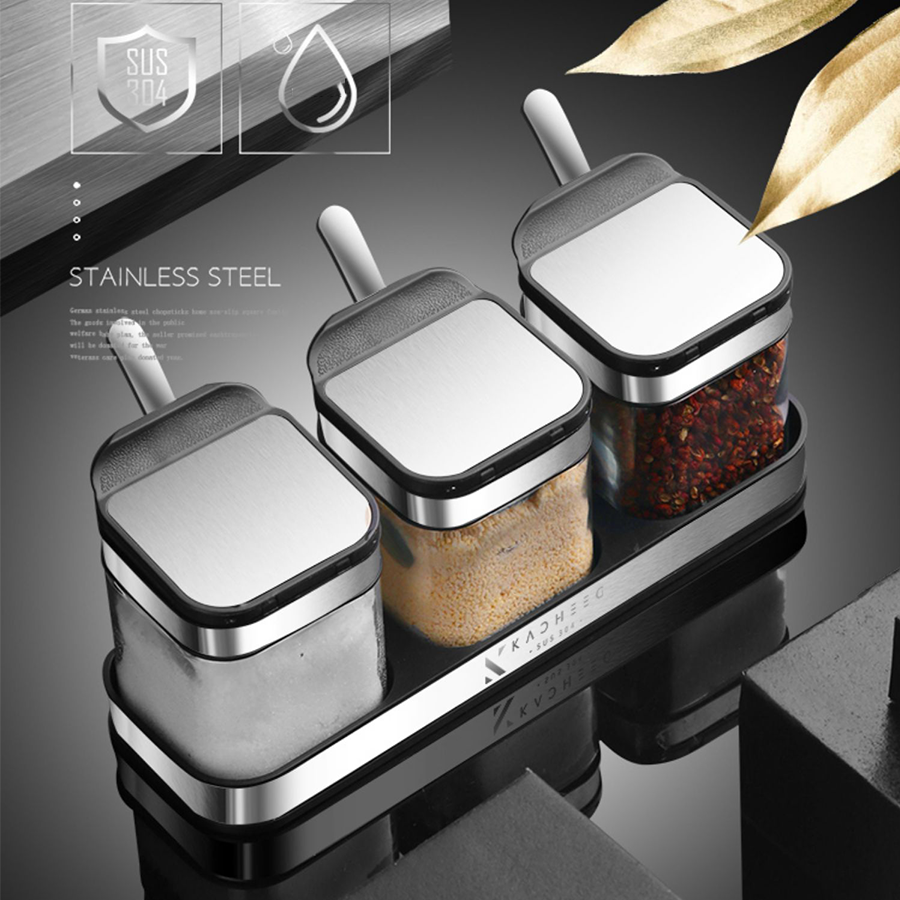 Set 3 lọ đựng gia vị phong cách Bắc Âu KACHEEG MOERI cao cấp
