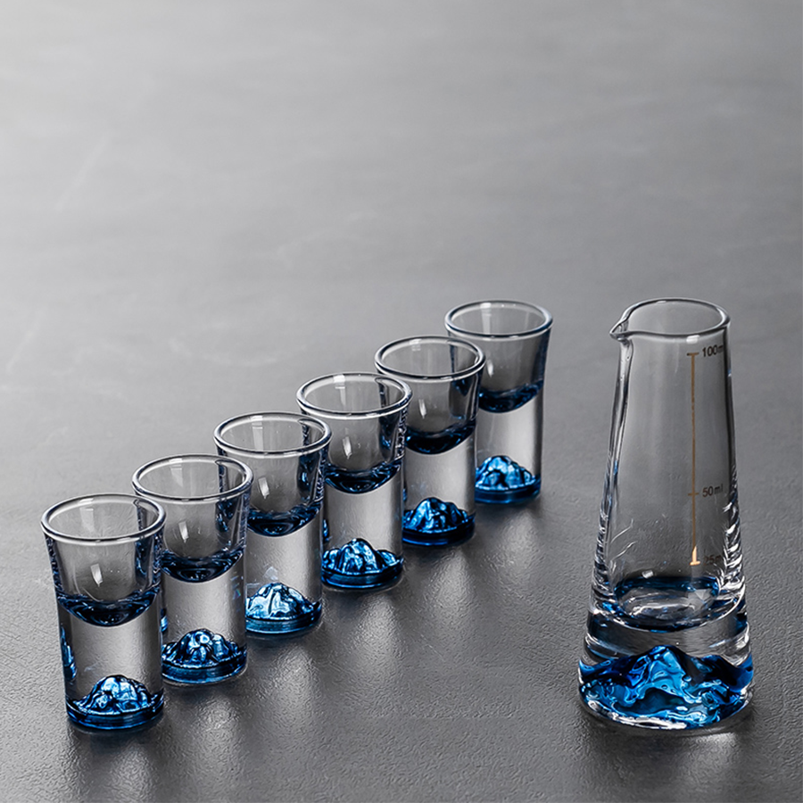 Set 6 ly uống rượu kèm cốc đong bằng thủy tinh pha lê Z－Shine cao cấp