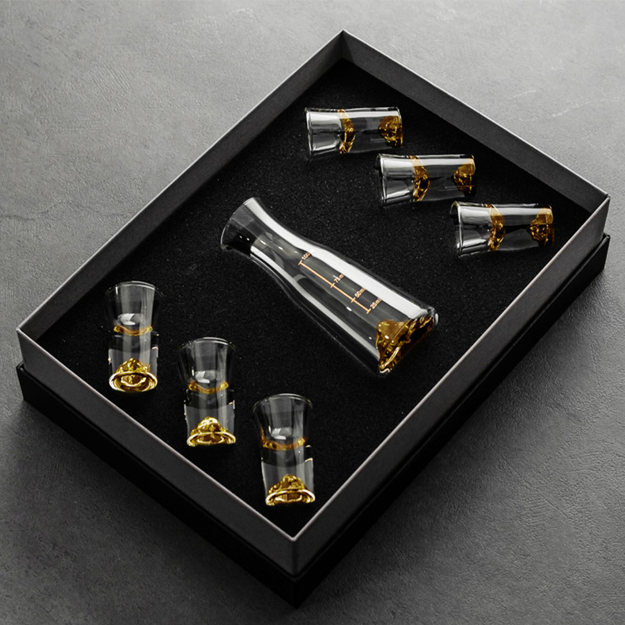 Set 6 ly uống rượu kèm cốc đong bằng thủy tinh pha lê Z－Shine cao cấp