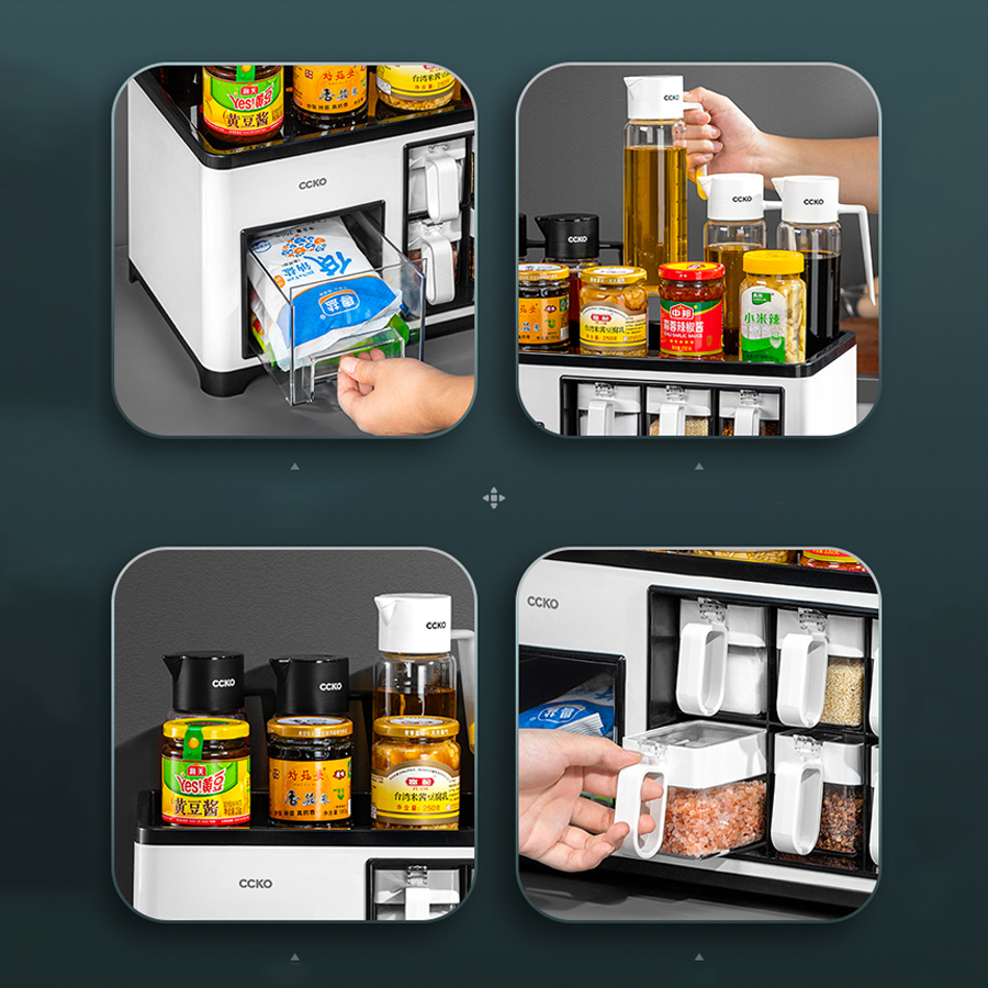 Kệ đựng gia vị kèm 6 lọ đựng gia vị CCKO CK8702 cao cấp