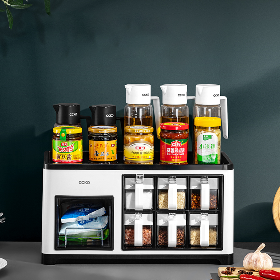 Kệ đựng gia vị kèm 6 lọ đựng gia vị CCKO CK8702 cao cấp