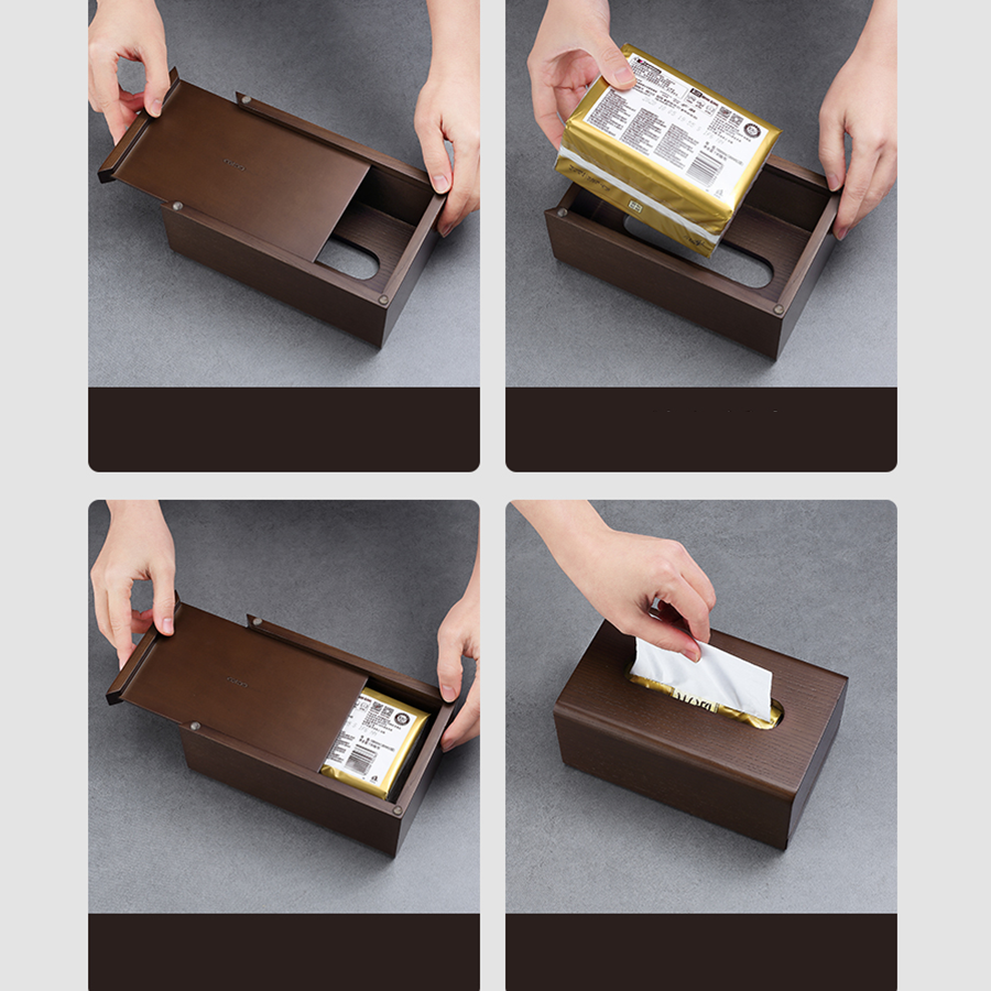 Hộp đựng khăn giấy bằng gỗ tự nhiên CCKO CK9612 cao cấp