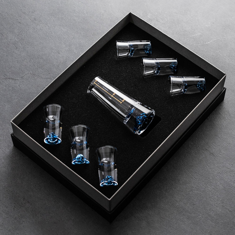 Set 6 ly uống rượu kèm cốc đong bằng thủy tinh pha lê Z－Shine cao cấp