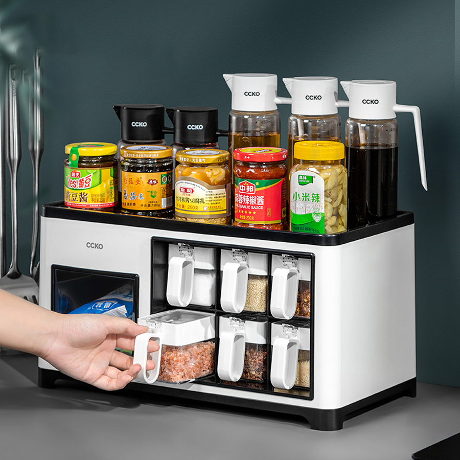 Kệ đựng gia vị kèm 6 lọ đựng gia vị CCKO CK8702 cao cấp