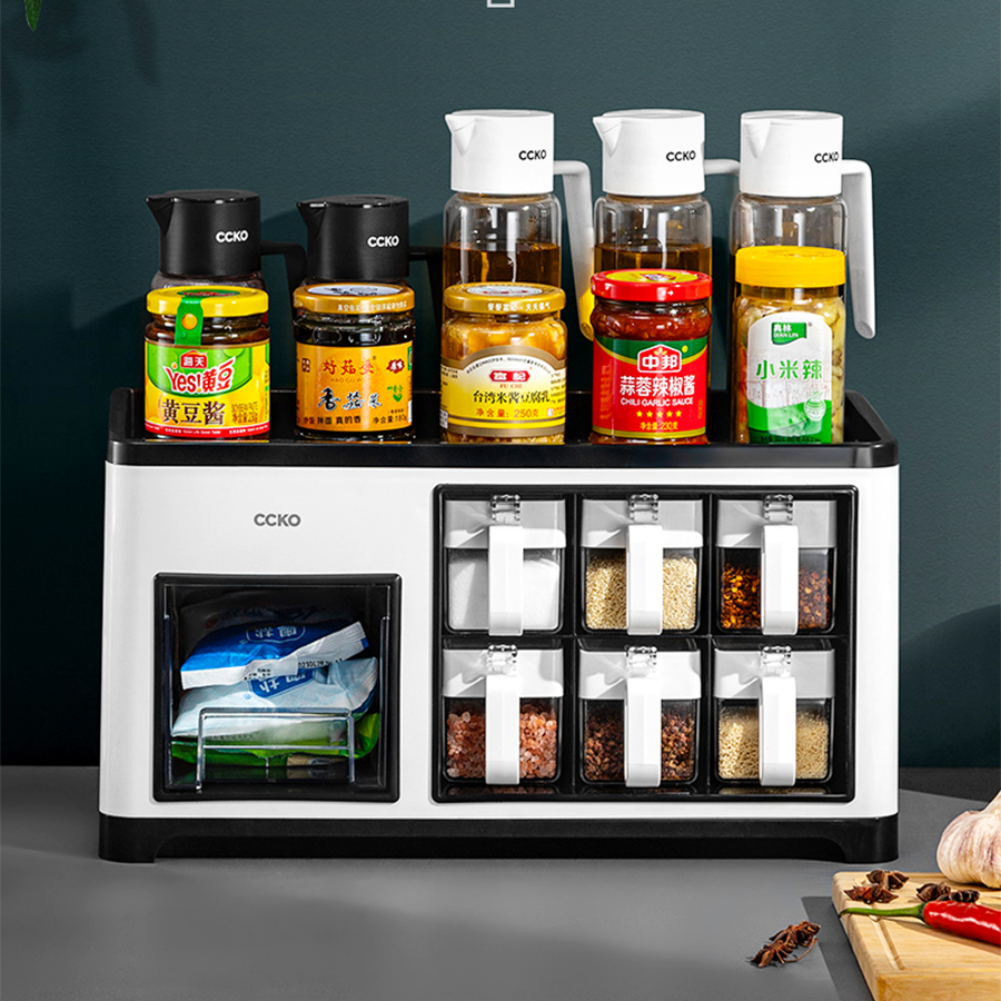 Kệ đựng gia vị kèm 6 lọ đựng gia vị CCKO CK8702 cao cấp