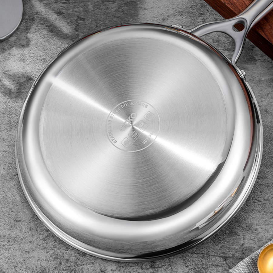 Chảo inox chống dính 3 lớp có nắp đậy CCKO CK9712 cao cấp