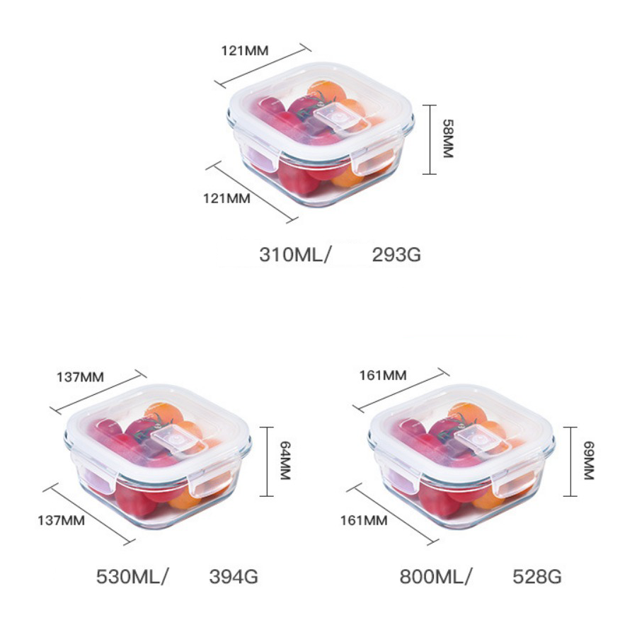 Khay thuỷ tinh hâm thực phẩm, nướng dành cho lò vi sóng và lò nướng CCKO CK9311 CK9312 CK9313 CK9314 CK9315