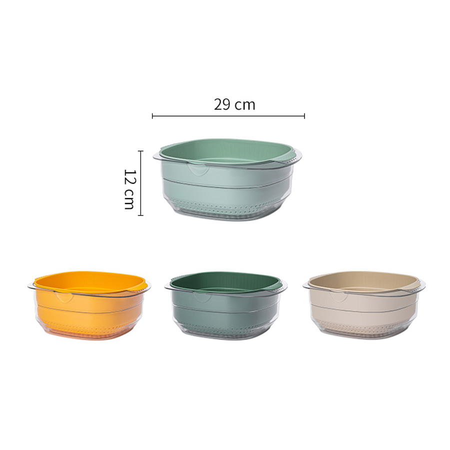 Bộ chậu rổ đựng và rửa rau, hoa quả 2 lớp đa năng CCKO CK9319 cao cấp